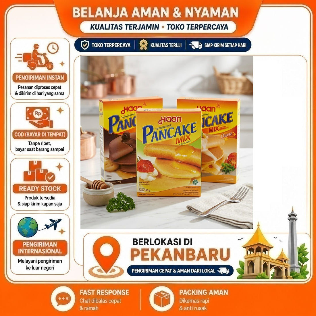 Haan Premiks untuk Bakeri, Pancake Instant Cake Mix, Instant Premix, Bahan Kue Rasa Cokelat, & Keju