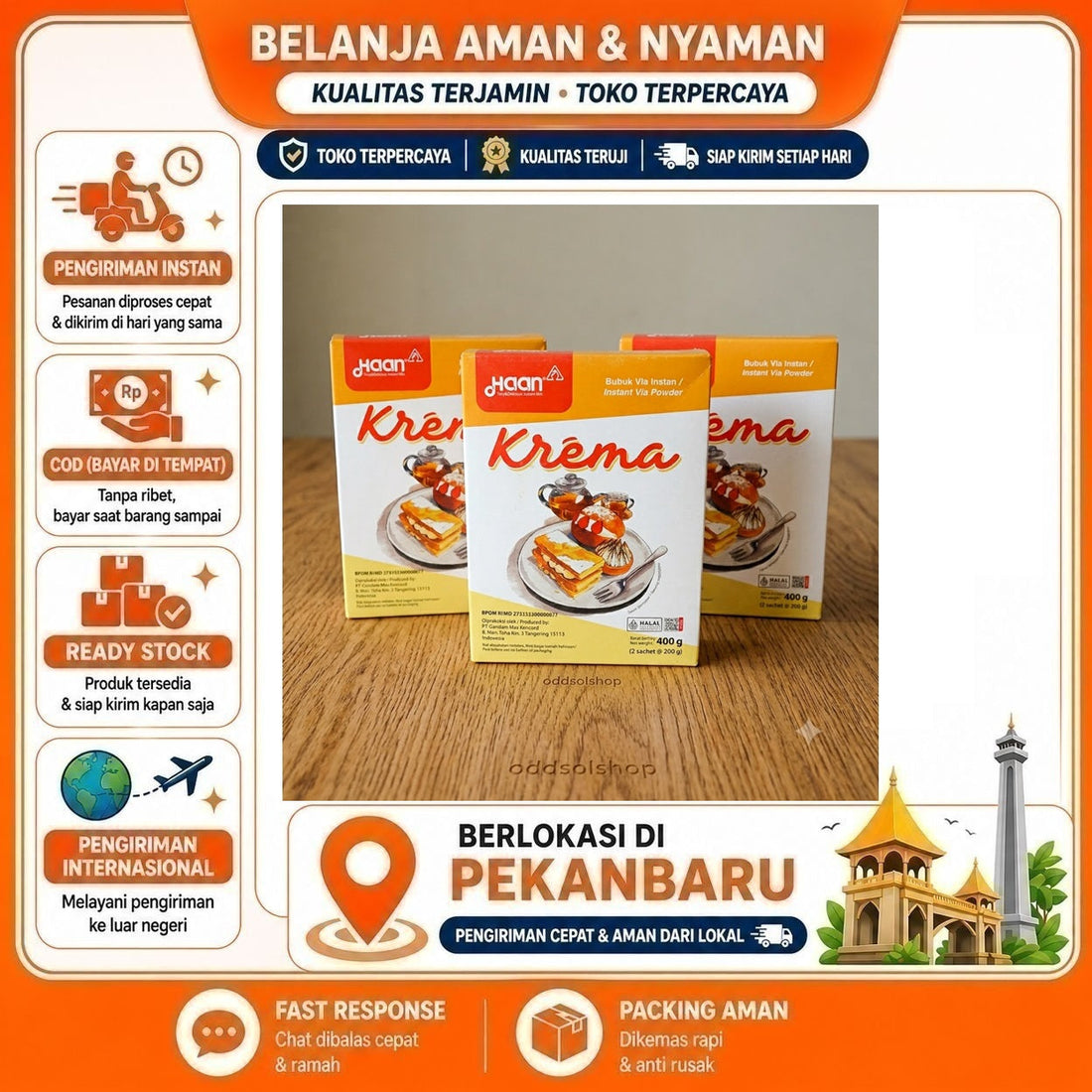 Haan Krema 400 gr, Bubuk Vla Instan / Instant Vla Powder, Bahan Baking, Bahan Kue, Tepung Premix Mix