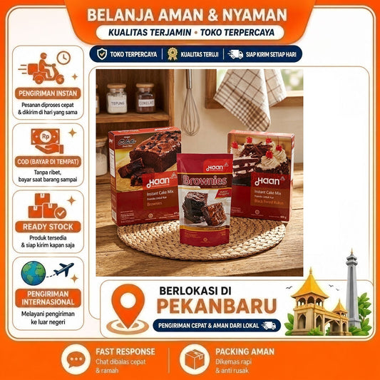 Haan Instant Cake Mix, Premiks untuk Kue Black Forest Kukus dan Kue Brownies, Instant Premix 475 gr