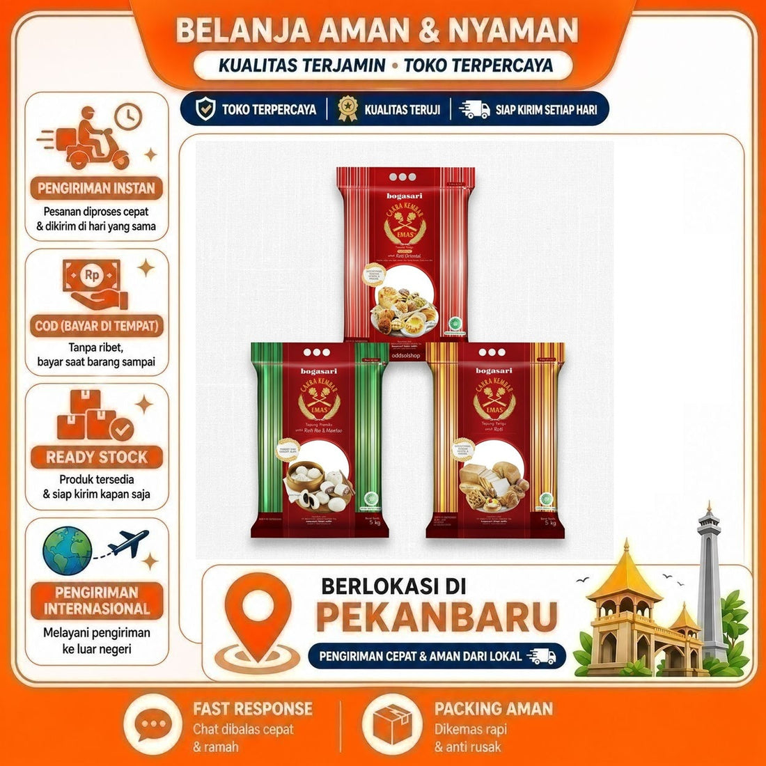 Bogasari Cakra Kembar Emas, Tepung Premiks untuk Roti Pao & Mantao, Tepung Terigu untuk Roti 5 kg