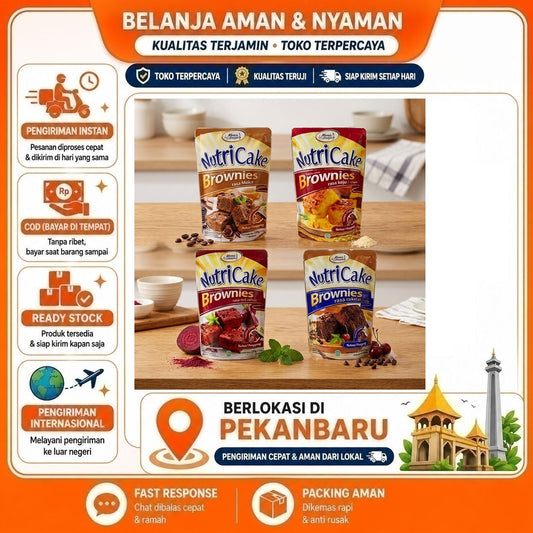 Nutricake Premiks untuk Brownies Rasa Cokelat, Keju, Moka, Red Velvet, Instant Premix Cake, 230 gr