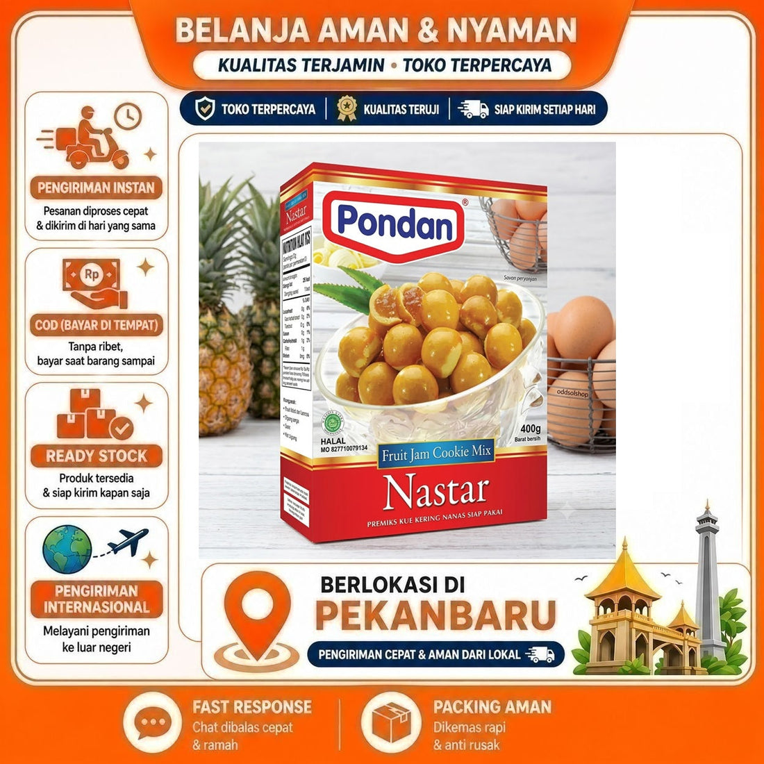 Pondan Premiks Kue Kering Nanas Siap Pakai 400 gr, Fruit Jam Cookie Mix, Tepung Kue Nastar Instan
