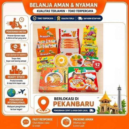 Permen Yupi 1pcs, Warna-warni Rasa Noodles, Big Burger, Fruit Cocktails, Gummi Pizza, Big Frank, COD
