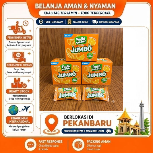 Fruta Gummy Orange Jumbo 12pcs, Permen Lunak Rasa Jeruk Baru, Orange Candy with Multi Vitamin, COD