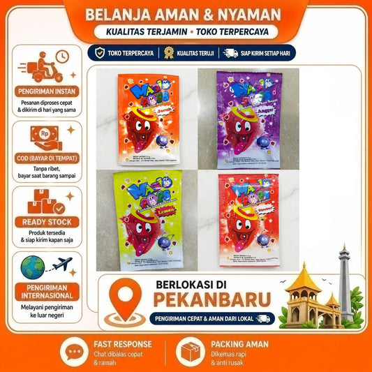 Permen Magic Pops, Popping Candy Rasa Jeruk, Anggur, Stroberi, dan Lemon, Kembang Gula, 5.5 gr, Enak