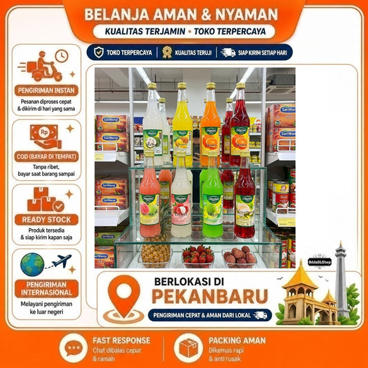 Sirup Marjan Squash 450ml, Rasa Buah Segar Fruitpunch, Stroberi, Melon, Leci, Jeruk, Cocopandan, COD