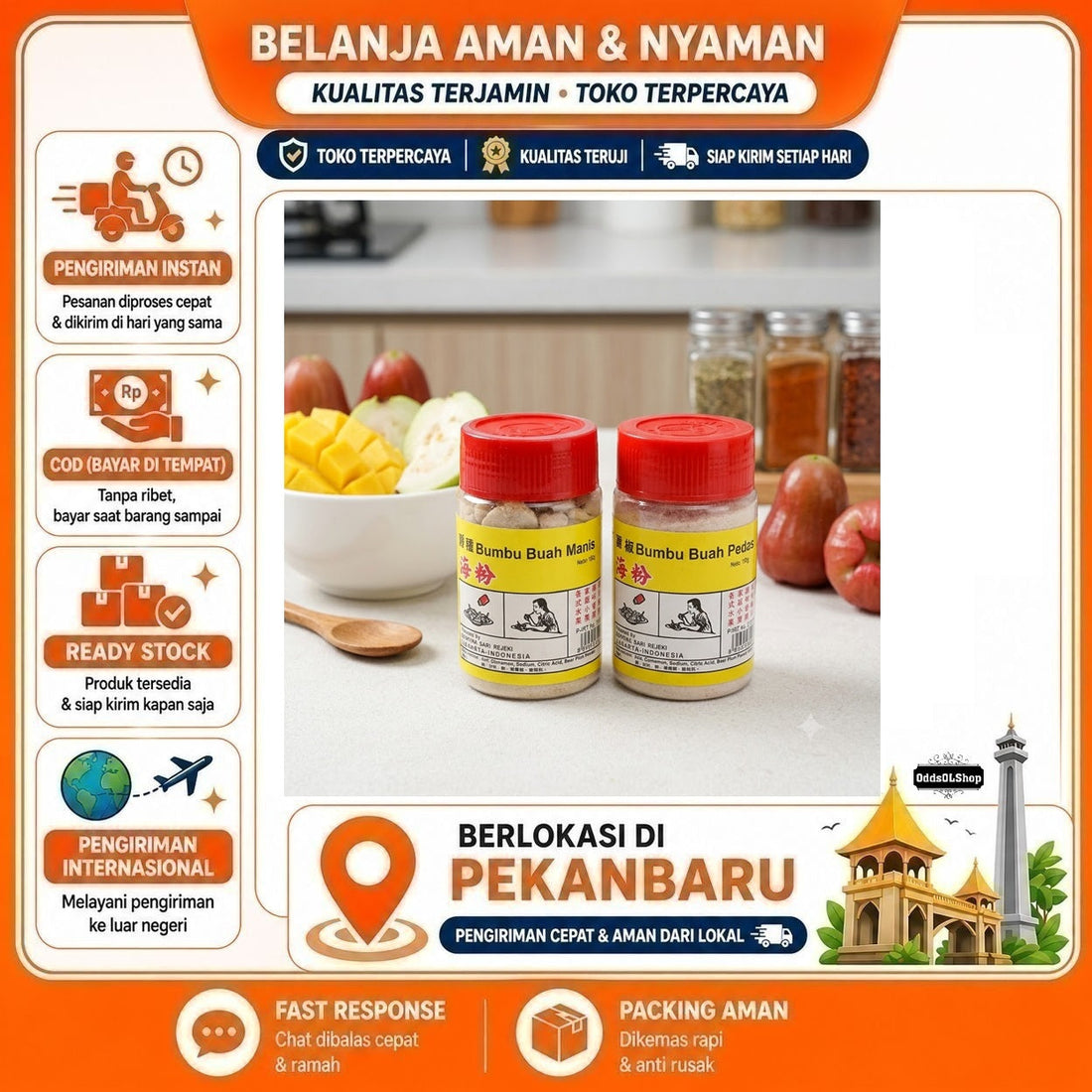 Bumbu Buah Manis dan Pedas 150 gr, Untuk Rujak Serta Sajian Buah-buahan Lainnya, Fruit Seasoning COD