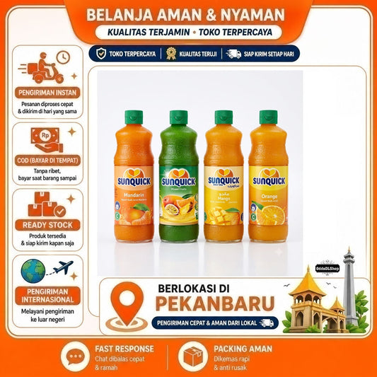 Sunquick Vitamin C Drink 700ml, Minuman Sirup Buah Jeruk, Mandarin, Mangga, & Mix Fruit Juice, Halal