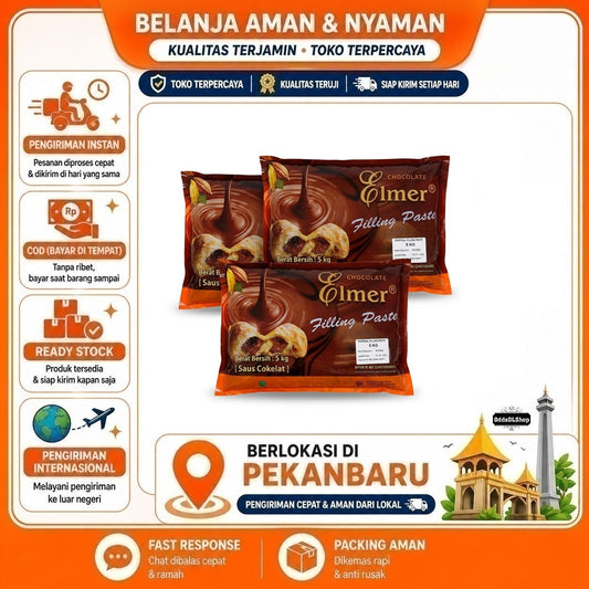 Elmer Chocolate Filling Paste 5 kg, Saus Cokelat, Bahan Baking Kue, Isian dan Selai Roti, Donat, COD