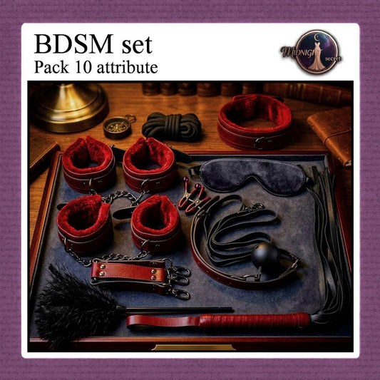 Pekalongan Midnight Pack 10 in 1 Accessories Erotic Game BDSM Set - Black-Red