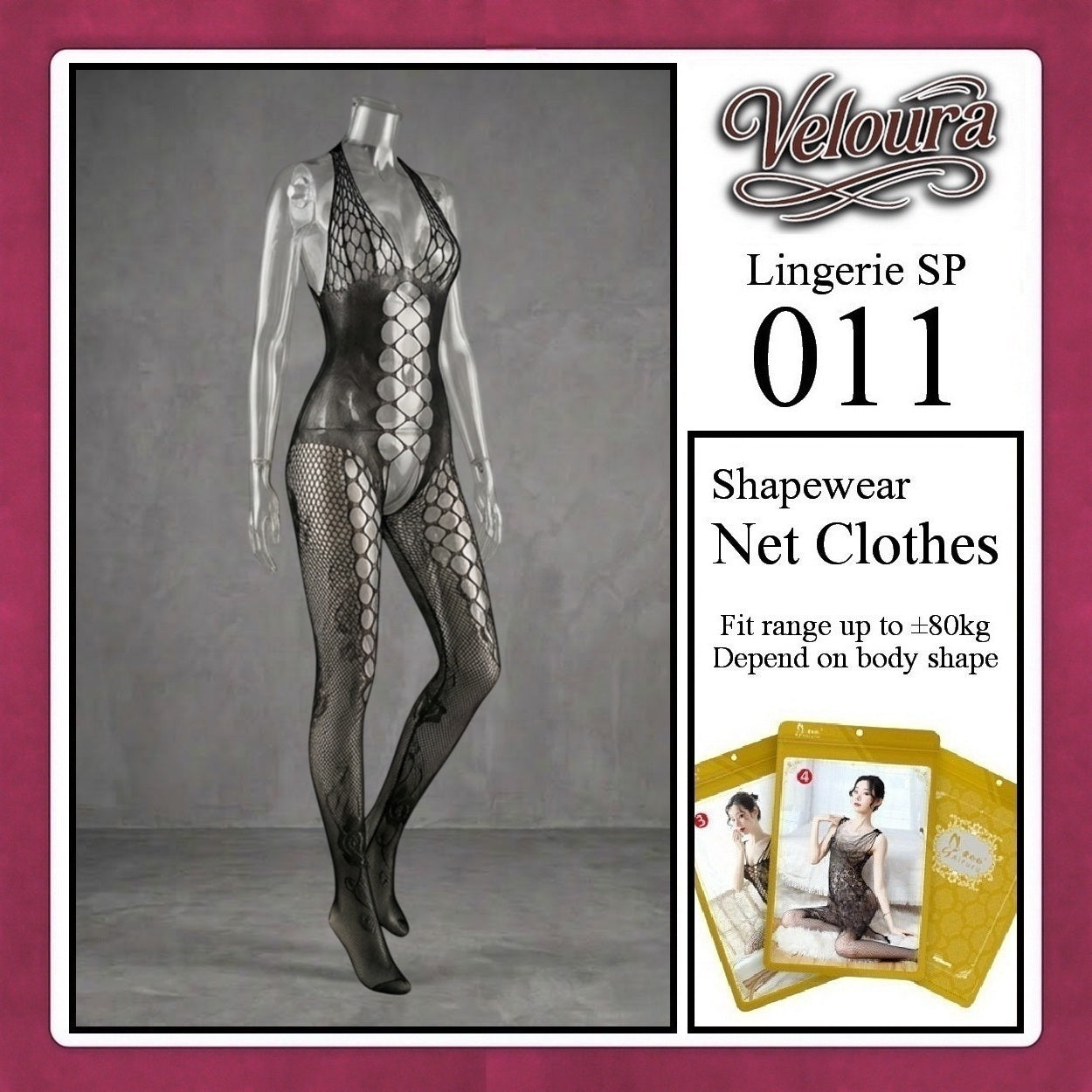 Pekalongan Veloura Bodysuit Spandek Sexy Lingerie Baju Shapewear Net Clothes - SP 011