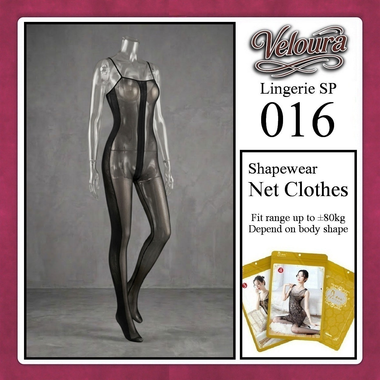 Pekalongan Veloura Bodysuit Spandek Sexy Lingerie Baju Shapewear Net Clothes - SP 016