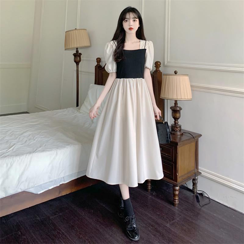 Dress Wanita Panjang Kasual Hitam Moka Cream Dress With Outer Tank Top Simple Elegan Berkualitas Casual High Quality Simply Dress For Working Dress Polos Dress Jalan Dress Kerja Soft Color Korean Style
