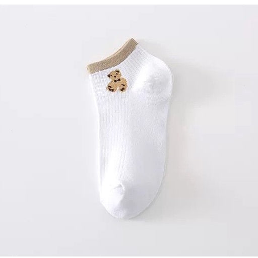 Kaos Kaki Teddy Bear Pendek Coklat Hitam Putih Moka Cream Cute Bear Women Socks Kaos Kaki Beruang Lucu Berkualitas Kaos Kaki Soft Lembut High Quality Korean Style