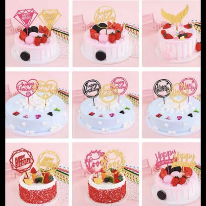 Pekanbaru Cake Topper Akrilik Happy Birthday / Mother'S Day / Father'S Day Ukuran Besar (Instan Only)