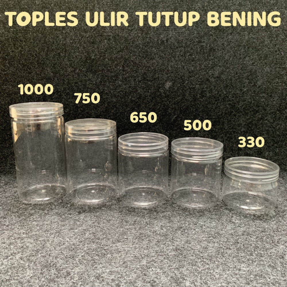 Pekanbaru Toples Plastik Tutup Ulir Bening Berbagai Ukuran (Instan Only)