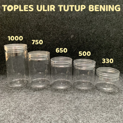 Pekanbaru Toples Plastik Tutup Ulir Bening Berbagai Ukuran (Instan Only)
