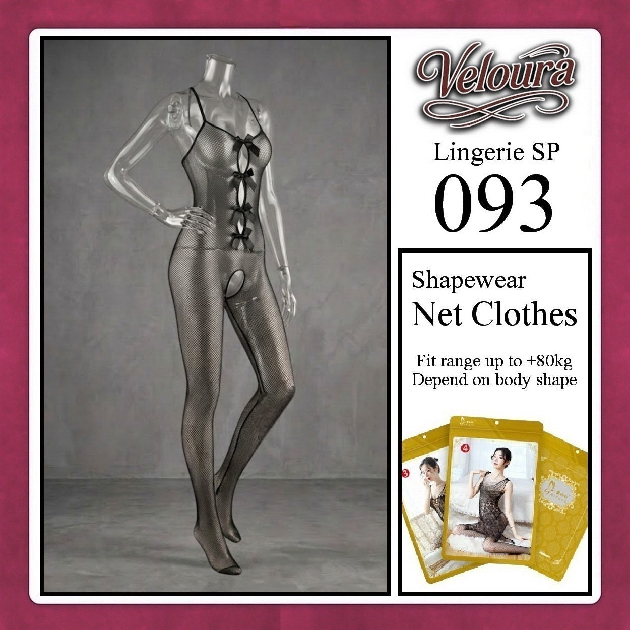 Pekalongan Veloura Bodysuit Spandek Sexy Lingerie Baju Shapewear Net Clothes - SP 093