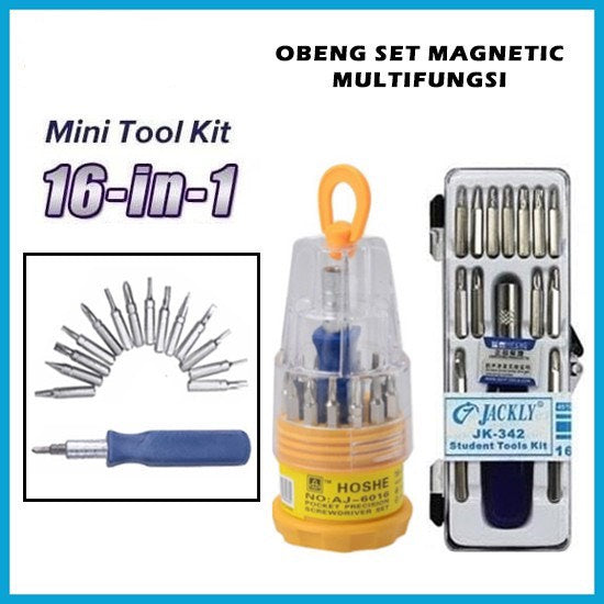 HR-Obeng Set 16in1 (BULAT) Magnetic Toolkit Screwdriver mini kepala magnet tools sekrup kecil min bunga multi IMPACTER