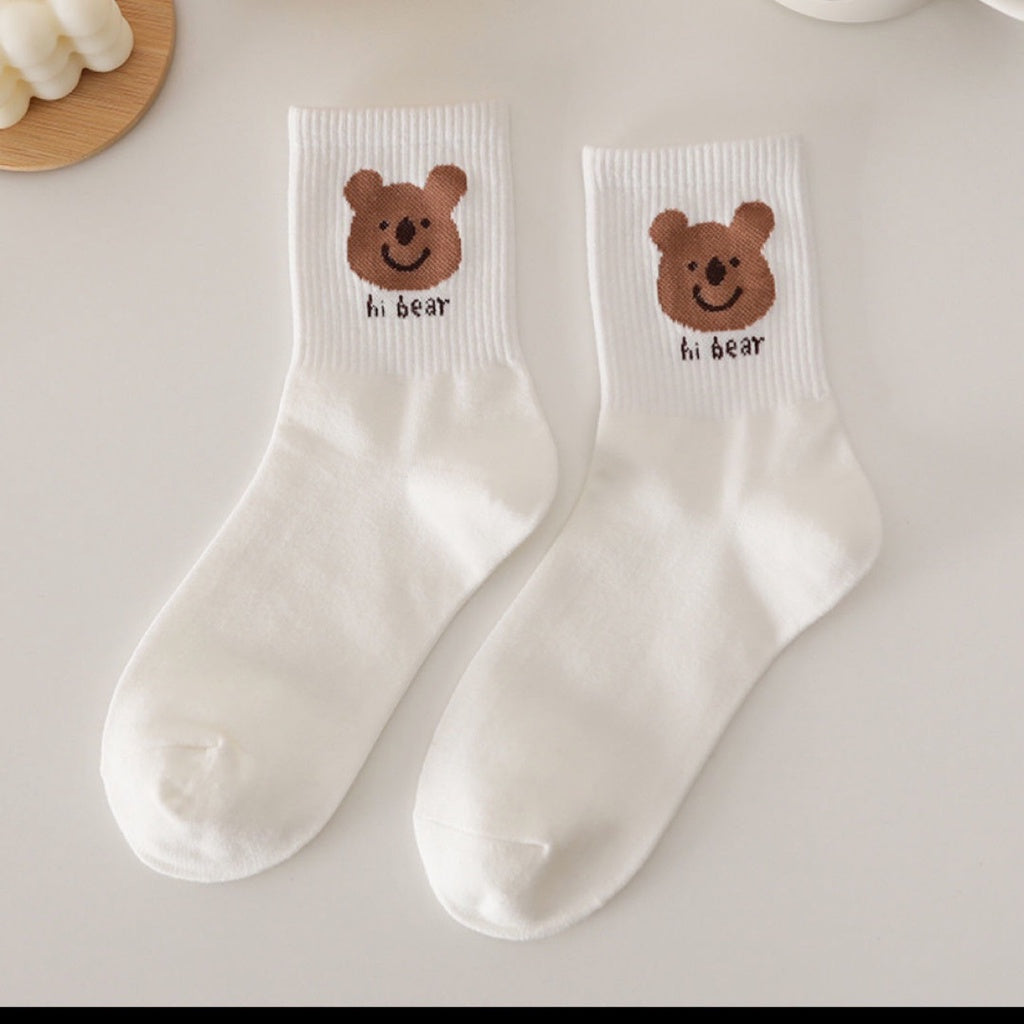 Kaos Kaki Cartoon Putih Bear Rabbit Women Socks Kaos Kaki Berkualitas Putih Kaus Kaki Lembut Korean Style