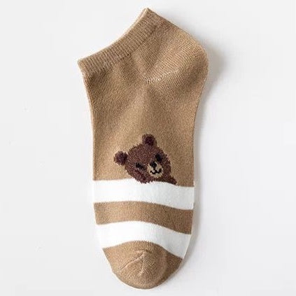 Kaos Kaki Beruang Coklat Cute Women Socks Import Kaos Kaki Berkualitas Brown Bear Kaos Kaki Lucu Korean Style
