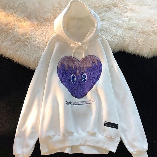 Hoodie Oversize Love Melt With Two Tone Color White Purple Pink Hoodie Lucu Lembut Berkualitas With Additional Love In Arm Hoodie Love Cartoon Mata Lucu Unik Hoodie Unisex Couple There is Nothing Can Stop It Korean Style