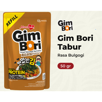 Mamasuka Gim Bori Dried Seaweed Sprinkles, Rumput Laut Rasa Original, Pedas, Extra Spicy, & Bulgogi