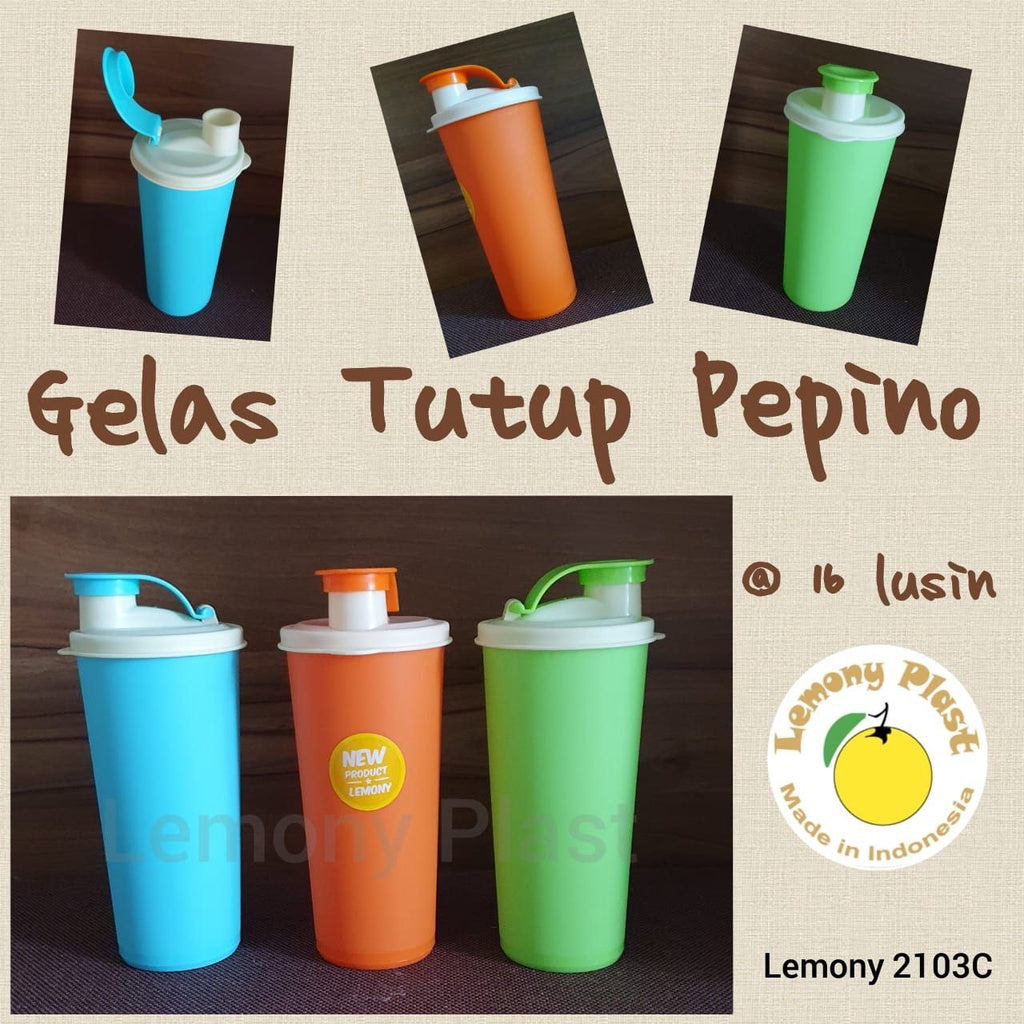 Gelas Plastik Pepino / Tumbler Colorful Tutup Flip Top - Souvenir Ulang Tahun