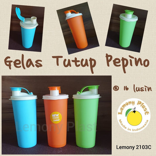 Pekanbaru Gelas Plastik Pepino / Tumbler Colorful Tutup Flip Top - Souvenir Ulang Tahun