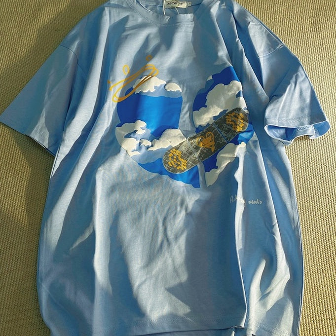 Kaos Oversize Awan Love Plester Angel Malaikat Kaos Trending Hype Kaos Keren Berkualitas Korean Style