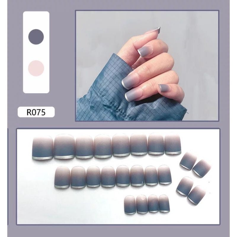 Pekanbaru (24Pcs Free Lem) Kuku Palsu Murah Tahan Air Fashion Nail Art 3D Korea Fake Nails Manicure