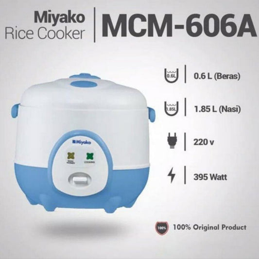 Pekanbaru Magic Com Miyako Mcm 606 A 606 B / Rice Cooker 3 In 1 Mcm  606A 606B - Putih Biru ( 0.6 L )