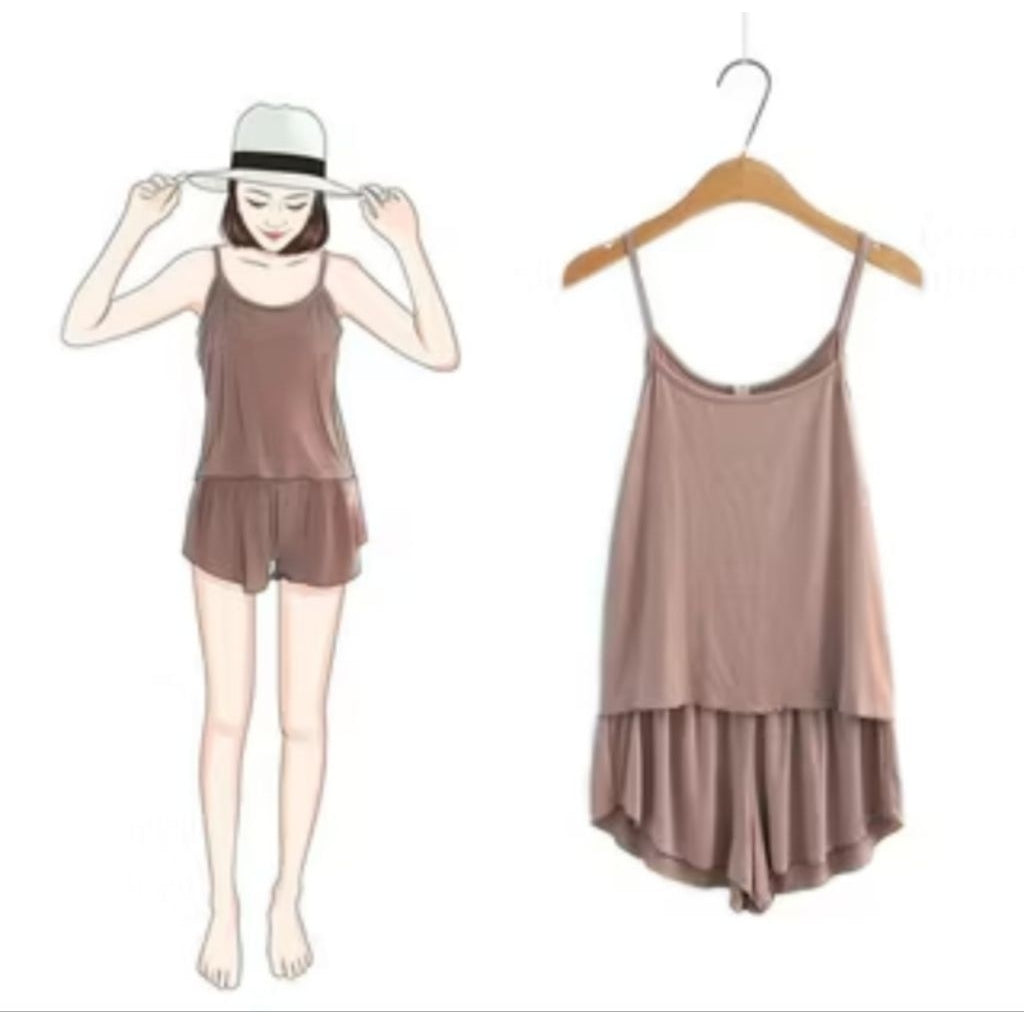 [SDW] pekanbaru/Baju Tidur Set Wanita Piyama Camisole Celana Pendek Pakaian Wanita Korea Style BS877