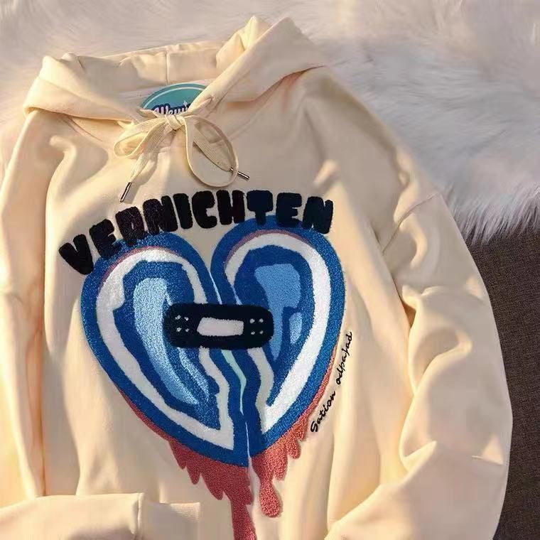 Hoodie Oversize Vernichten Love Plester Broken Heart Hoodie Swag Trending Hoodie Couple Unisex Street Style Love Bordir Hoodie Berkualitas Korean Style