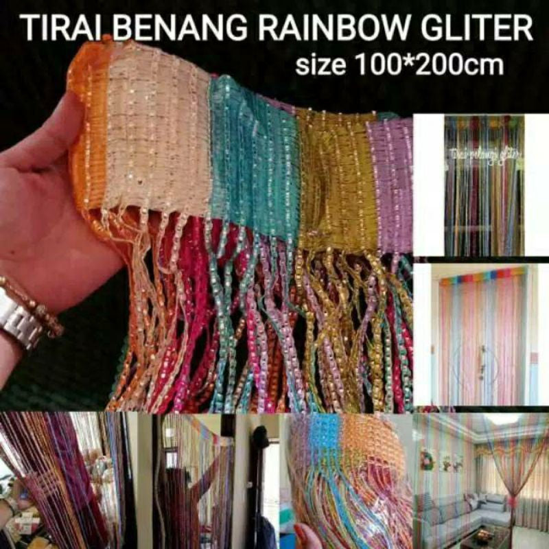 Tirai Gliter / Tirai Benang Rainbow Gliter/ Tirai Pelangi