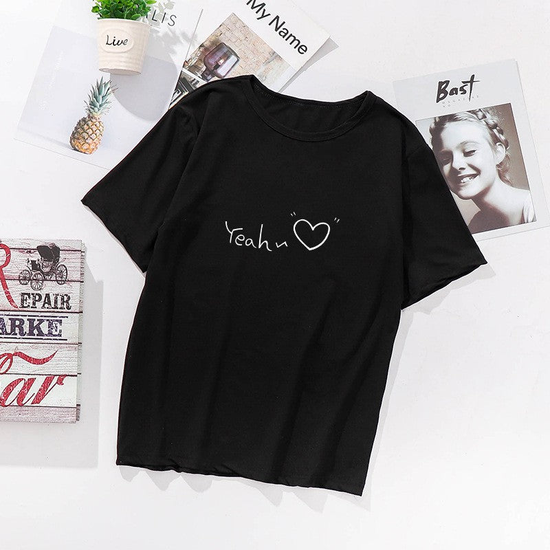 Kaos Oversize Korea Yeah Love Kualitas Premium T-shirt Unisex Letter Yeah Korean Style