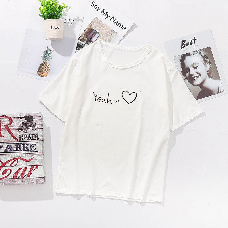 Kaos Oversize Korea Yeah Love Kualitas Premium T-shirt Unisex Letter Yeah Korean Style
