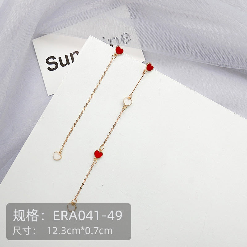 Anting Wanita Merah Cherry Love Anting Panjang Simple Elegan Buah Long Strawberry Woman Earrings Anting Berkualitas Anting Drop Korean Style