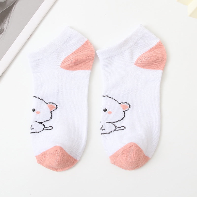 Kaos Kaki Kucing Lucu Pink Cat Women Socks Import Kaos Kaki Berkualitas Pinky Imut Korean Style