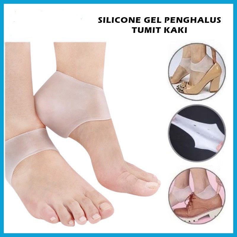 HR-Pelindung Tumit Kaki Gel Silikon 1 Pasang Heel Pad Silicone Protector Alas Tumit Anti Lecet Pecah Crack Socks 1 PASANG