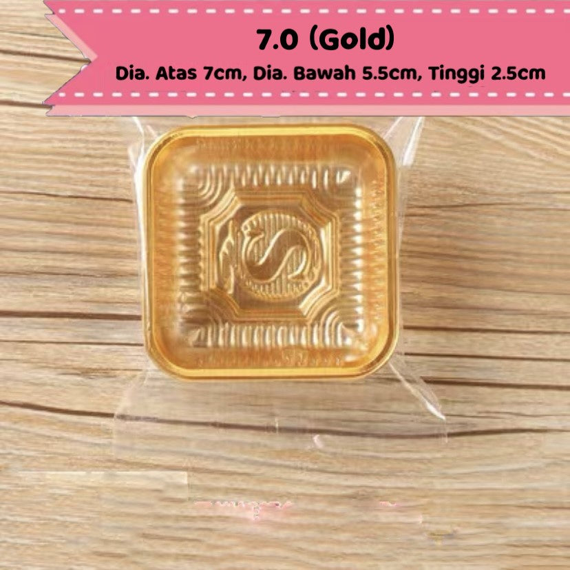 Pekanbaru Mooncake Tray / Alas Kue Bulan Warna Emas Dan Bening Berbagai Ukuran Per Pack