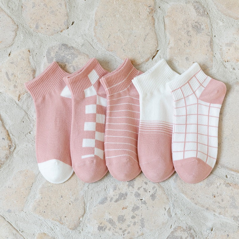 Kaos Kaki Pink Square Kotak Women Socks Import Kaos Kaki Catur Berkualitas Kaus Kaki Pendek Lembut Korean Style