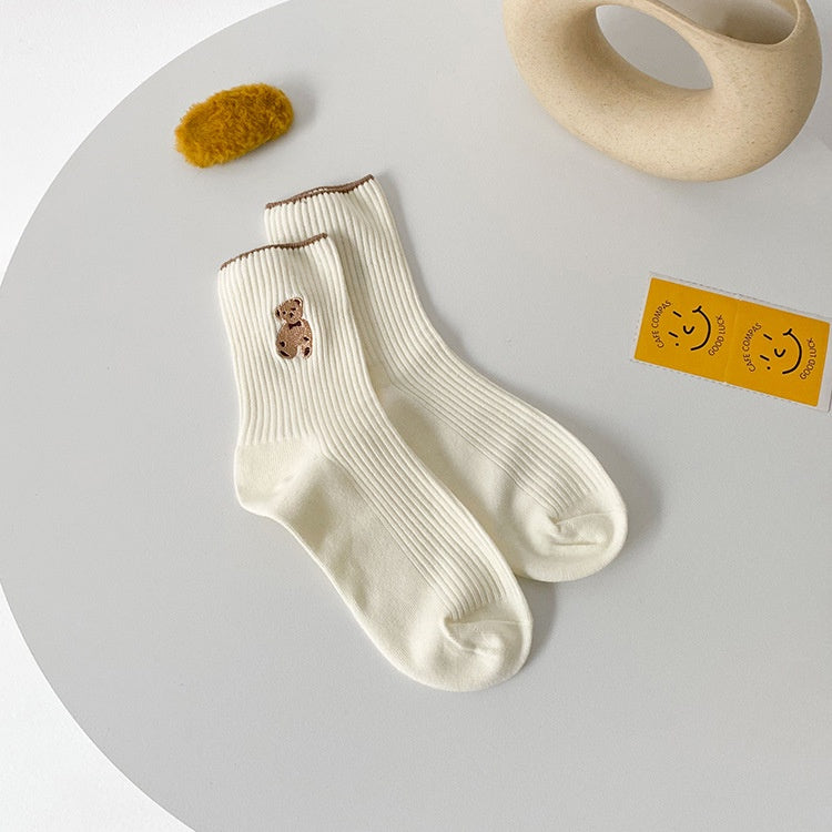 Kaos Kaki Teddy Bear Panjang Coklat Hitam Panjang Women Socks Import Kaos Kaki Beruang Berkualitas Korean Style
