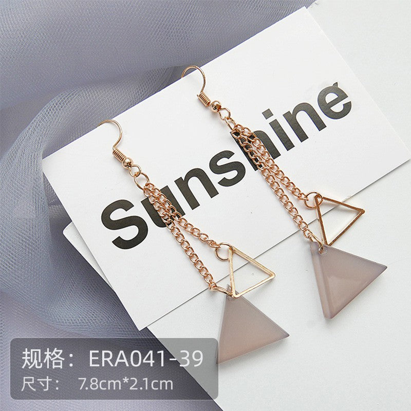 Anting Wanita Korea Emas Rantai Bling Anting Elegan Simple Persegi Bujur Sangkar Putih Permata Gold Woman Earrings Emas Permata Anting Berkualitas Korean Style