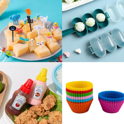Pekanbaru Perlengkapan Bekal Bento Anak Lucu  / Tusukan Makanan Anak /Cetakan Nasi Anak/ Hiasan Makanan Anak/Kotak Bekal Anak