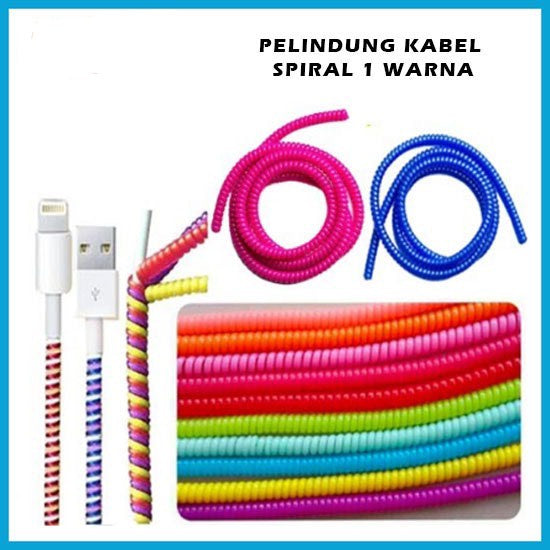 HR- [KABEL 1 WARNA] Pelindung Kabel Spiral 1 Warna Cord Protector Lilit Gulung Cable Data Charger Headset Solid