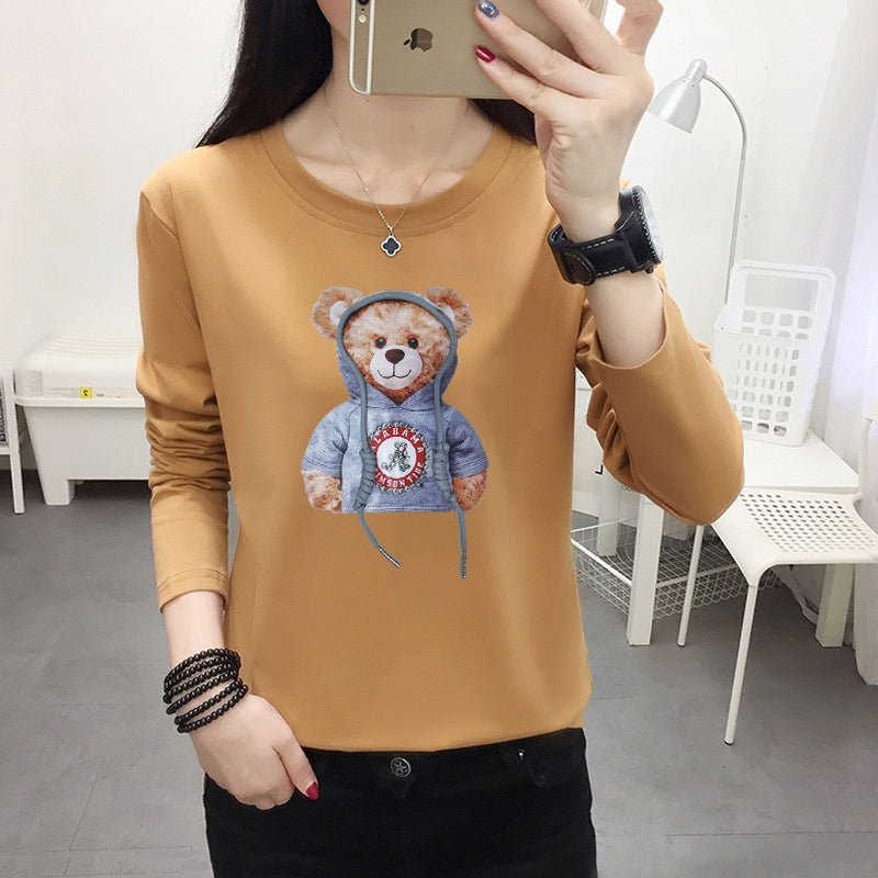 Kaos Lengan Panjang Kekinian Teddy Bear Lucu Kaos Oversize T-shirt Beruang Lucu Unik Unisex Berkualitas Korean Style