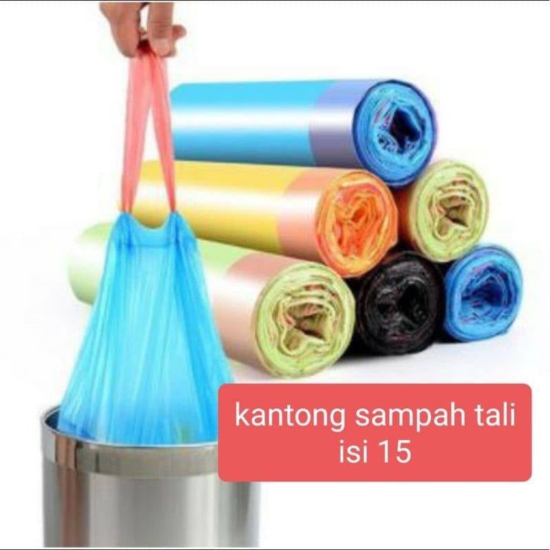 HR -KANTONG SAMPAH TALI Isi15 45x50cm Plastik Sampah Gulung Tali Isi 15 Kantong Sampah Roll Jumbo