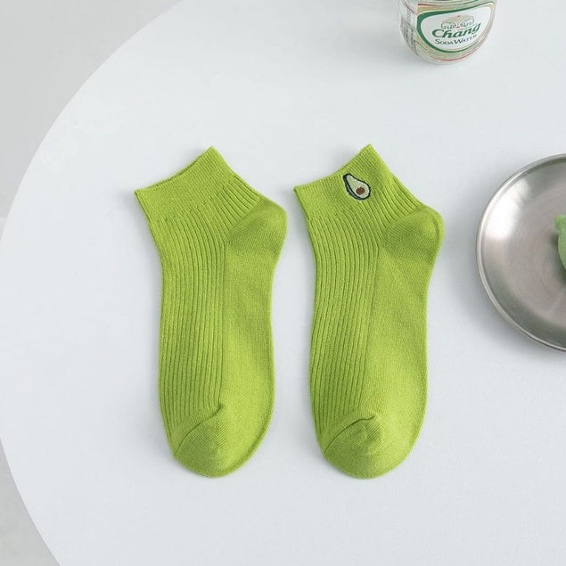 Kaos Kaki Avocado Colorful Women Socks Import Avocado Kaos Kaki Hijau Buah Korean Style