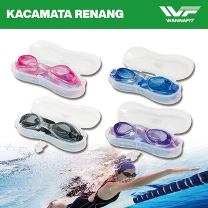 Pekanbaru Kacamata Renang Wannafit Anti Fog Uv Free Box Kacamata+Penutup Telinga